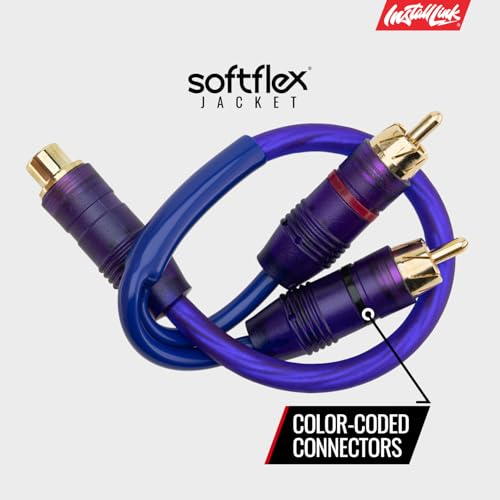 Install Link RCA Y Adapter Cable, 1-Female to 2-Male Splitter, 2-Pack (OFC) | Pure OFC Copper, 1ft, Feeds One Stereo Signal to Two Components, for Subwoofer, Home Theater, Car Audio Amplifier, Studio - color: Frosted Purple, size: 1-Female to 2-Male