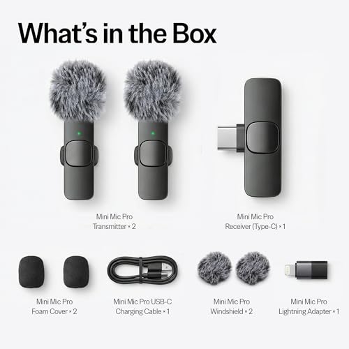 Mini Mic Pro (Latest Model – #1 Microphone for iPhone & Android, Wireless Mini Microphone, Clear Voice, Noise Cancelling, Lavalier Mic for TikTok, YouTube & Interviews - style: All iPhones & Androids (USB-C + Lightning)