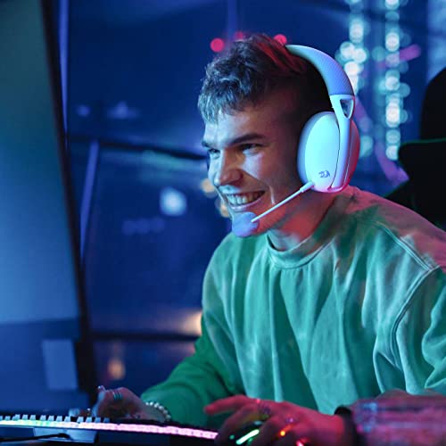 Redragon H848 BT Wireless Gaming Headset - Lightweight - 7.1 Surround Sound - 40MM Drivers - Detachable Microphone - Multi Platforms for PC, PS5/4/3, Switch, Mobile - color: Grey