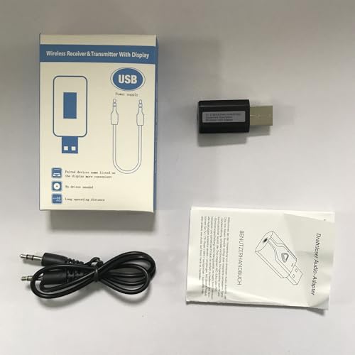 USB Bluetooth 5.0 Transmitter Receiver, 2-in-1 Wireless Audio Adapter | 3.5mm Aux Blutooth Adapter, Built in Mic/Low Latency/HD Audio/Plug n Play-for TV/PC/Car/Speaker