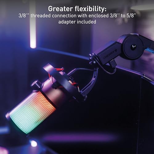 CHERRY MA 6.0 UNI USB, Universal Microphone Arm with USB Hub, 3/8” Thread (3/8 to 5/8” Threaded Adapter + 4 Connection Cables incl.), Stable, Black