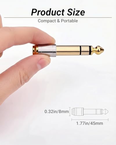 6.35mm(1/4 Inch) Male to 3.5mm(1/8 Inch) Female Headphone Adapter | 24K Gold-Plated Audio Jack Converter for Electric Piano and Drums, Amp, Guitar, Mixing Console, Aux Cable - 4 Pack - color: 4 Normal Shank