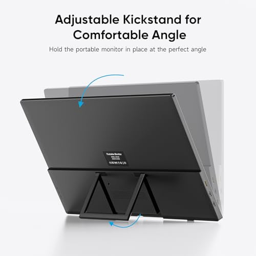 Dopesplay 15.6" Portable Monitor, FHD 1080P Laptop Screen Extender | Built-in kickstand, 75x75mm VESA. Slim IPS HDR display with speaker, Dual USB-C & HDMI, For PC/Mac/Phone/PS/Xbox/Switch