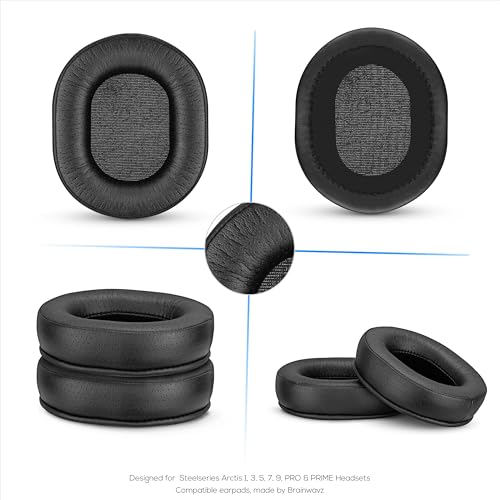 Brainwavz Replacement Earpads for SteelSeries Arctis 1, 3, 5, 7, 9X, Pro & Prime Headset, Memory Foam & PU Leather (Black) - color: Black