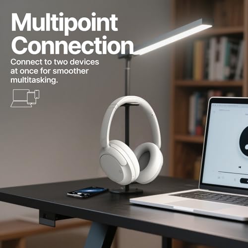VOKALEN Hyper GO Wireless Over-Ear Noise Cancelling Headphones with Mic, 60H Playtime, Bluetooth Headphones, Hi-Res Audio, DEEP360 Spatial Audio, Ultra-Lightweight for Travel, Work, Study - color: White