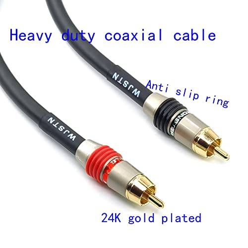 WJSTN RCA to RCA Audio Cable Subwoofer Cable, Digital Coaxial Audio Cable RCA Male to RCA Male Dual Shielded Wire -Black 2pack (2FT)