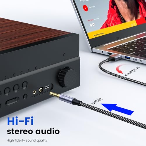 MOSWAG USB to Audio Jack Adapter, USB Male to 3.5mm Male AUX Stereo Audio Converter with Microphone, Nylon Braided PC AUX Cable Compatibility with PC, Laptop, Windows, Linux, Home Stereo,Headphone - size: 3 meters