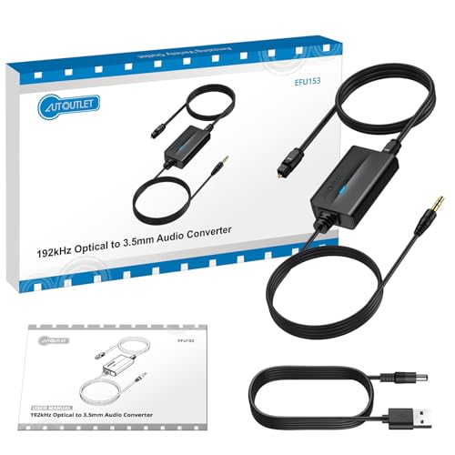 AUTOUTLET 192khz DAC Audio Converter, Optical to 3.5mm Converter, Optical Audio Cable to Aux Adapter for HDTV, Blu-Ray Players and Game Consoles - size: SPDIF to 3.5 mm no volume control, style: EFU153