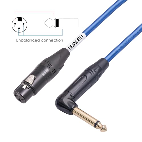 2Pack 1Ft 1/4" TS Right Angle to XLR Female Cable,XLR Female to 1/4-inch TS Right-Angle Plug Microphone Cable,6N OFC+Silver Plated HI-END Audio Cable for Micphone Mixer - size: 1Feet(2Pack)