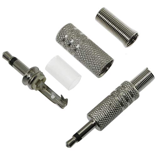 E-outstanding 3.5mm Mono Plug 5PCS 1/8 Inch TS Mono Mini Stereo Metal Male Jack Adaptor Connector