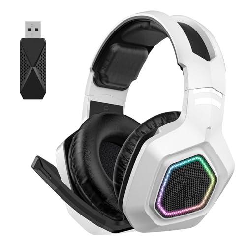Gaming Headset, Gaming Headphone Memory with Foam Ear Cushions, Active Noise Cancelling Mic 3.5mm Wired Connection PC Gaming Headphone for (White) - color: White