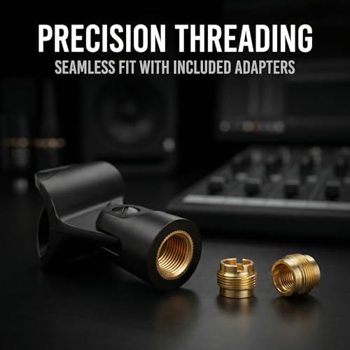 Universal Microphone Clip Holder with 5/8" Male to 3/8" Female Screw Adapter Suitable for Handheld Microphones, 4 Pack