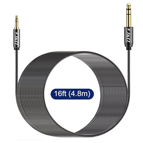 J&D 3.5mm to 6.35mm Stereo Audio Cable, Gold Plated 3.5mm 1/8 inch Male TRS to 6.35mm 1/4 inch Male TRS Copper Shell Cable, Nylon Braid for Smartphone, Amplifiers, 26 Feet - size: 26 ft