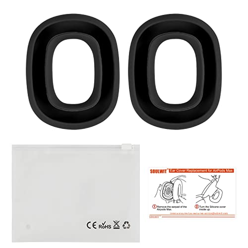 SOULWIT Sweat Ear Cover for AirPods Max - Black | Sweat Proof Silicone Cover for Gym Exercise, Easy to Clean, No Sound Quality Loss - color: Black