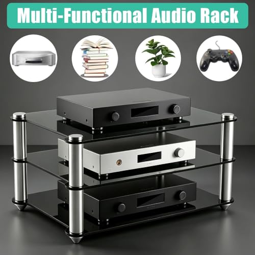 Mini Audio Component Rack, 2 Tier Audio Tower Small Desktop Rack, AV Media Stand Display Stand Clear Shelf for Tabletop Organizer, DVD Players, Office(Transparent) - color: Transparent