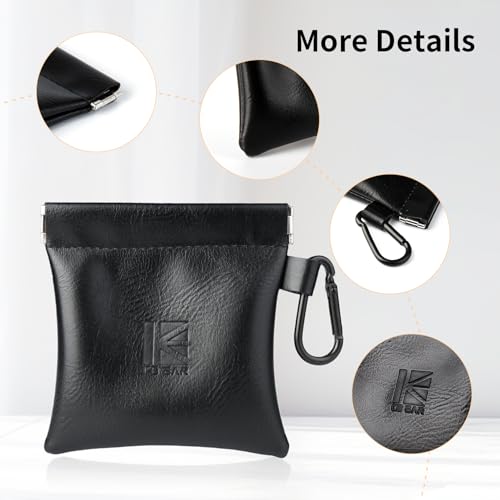 1PCS KBEAR BP01 Plus in Ear Monitor Case for IEMS, Mini Portable PU Leather Headphones Case with Spring-Loaded Closure for KZ ZS10 PRO, ZAR, ZAS, Earbuds, IEMs Cable, Eartips (Black, Medium - 1PCS) - size: MEDIUM - 1PCS