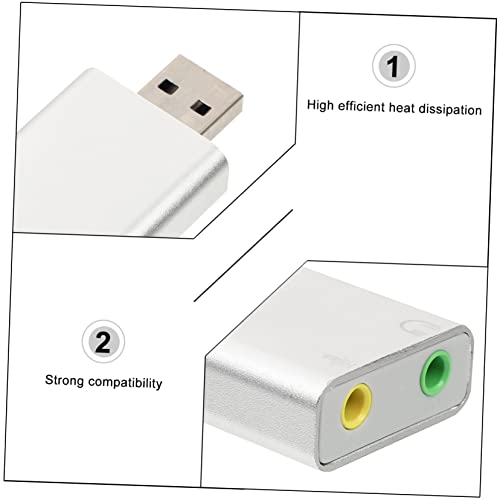 HOMSFOU USB Stereo Audio Adapter Channel Surround Sound External Sound USB Headphone Microphone Jack Aluminum Alloy Compact for Laptop Desktop