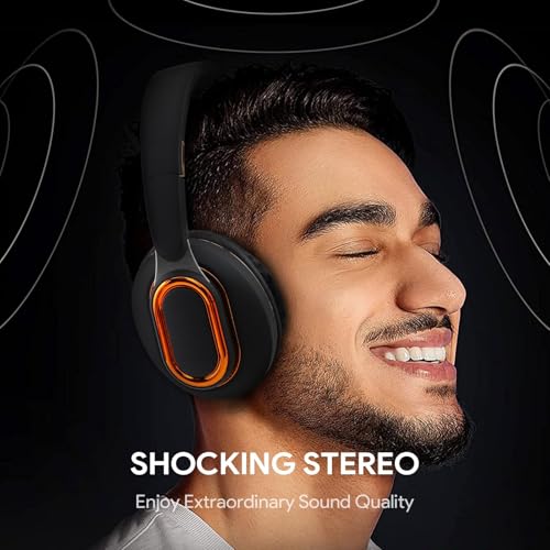 Bluetooth Headphones, Foldable Wireless Over-Ear Headphones with Hidden Mic for Cell Phone, Laptop, PC, Suitable for Music, School, Workouts, and Gaming (Black) - color: Black
