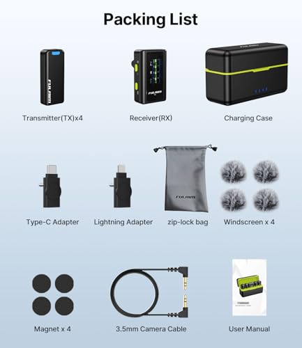 FULAIM X6 Pro Wireless Lavalier Microphones with 4 Transmitter