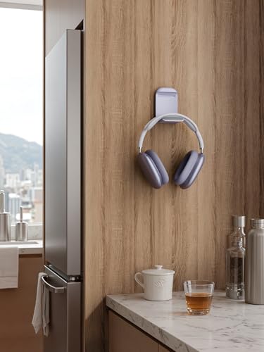 MAMUVIMO Headphone Stand, Headset Stand Foldable & Sticky, Headphone Holder Hook Mount with Non-Slip Silicone, Adhesive Earphone Desk Hanger Clip Space-Saving for Airpods Max, All Earphones- Purple - color: Purple, size: 1 Pack