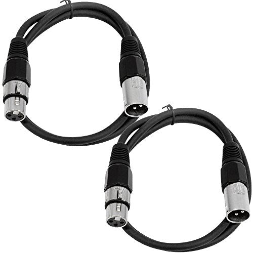 Seismic Audio - SAXLX-3-2 Pack of 3' XLR Male to XLR Female Patch Cables - Balanced - 3 Foot Patch Cord - Black and Black - color: Black and Black