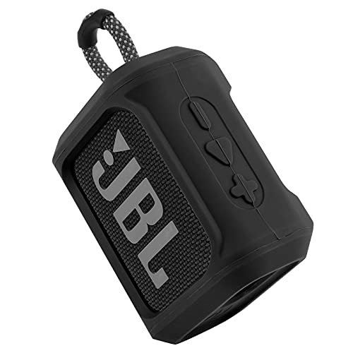 Silicone Case Cover for JBL Go 3 Portable Speaker with Removable Strap for Bike Golf Cart Travel Carrying Case Protective Sleeve Speaker Cover (Black) - color: Black