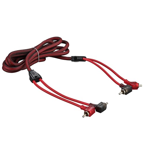 DS18 R6.L 100% Oxygen Free Copper OFC Ultra Flex 2-Channel RCA with 90 Degree Ends - Dual Twist Wire Noise Reducing Audio Cable for Amplifiers, Subwoofers, Speakers - 6 FT
