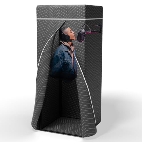 Portable Vocal Booth, Echo-Free Recording Booth Sound Proof Shield, Foldable Isolation Booth with Travel Bag for Voice Over, Podcasting, Music, Home Studio