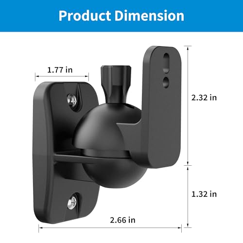 PlusAcc Speaker Wall Mount, Surround Speakers Brackets, 2 Pack, Black | 20° Tilt & 80° Swivel, Adjustable Mounting Bookshelf Shelf for Home Theater, Hold up to 8 lbs - color: Black, size: 2 Pack
