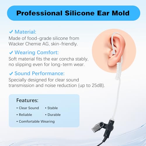 Silicone Ear Molds for Two-Way Radio Acoustic Coil Tube Earpiece Replacement, Left & Right Ear, Compatible with Motorola Kenwood Baofeng Retevis (Pink: Large 2, Medium 4, Small 2, 16pcs) - color: Pink