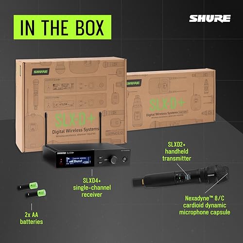 Shure SLXD24+/58 Handheld Wireless System - SLXD4+ Receiver, SLXD2+ Handheld Transmitter with Nexadyne 8/C Capsule, Bluetooth Monitoring, G57 Band - style: Nexadyne 8/C Capsule