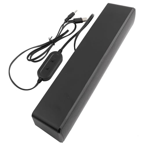 Computer Sound Bar, White PC Speakers White Soundbar Stereo USB Powered Mini Soundbar Speakers USB Wired Soundbar (Black) - color: Black