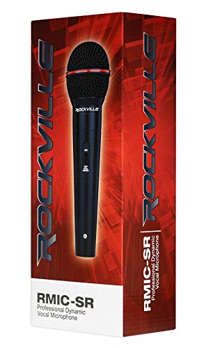 Rockville RMIC-SR Handheld Wired Dynamic Microphone for DJ/Vocal/Recording | Includes 2 OFC Cables (XLR-XLR/XLR-1/4"), Carry Case, Mic Clip, Neodymium, Uni-Directional, Metal Body, M-56