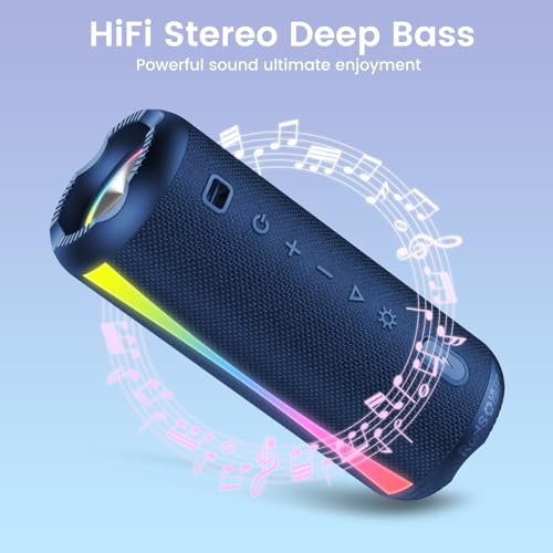 Bluetooth Speaker Wireless, 2026 Bluetooth Wireless Speaker 5.4 with 30H Playtime Deep Bass, IPX7 Waterproof, TWS Pairing, Portable Speaker for Birthday Gift - color: Blue