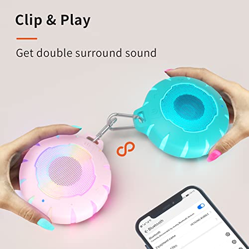HEYSONG Waterproof Shower Bluetooth Speaker, Durable & Portable with Clear Sound, Ideal for Shower, Pool, Beach & Kayaking – Great Gifts for Girls, Women - color: Pink