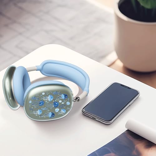 Cute Sea Jellyfish Clear Case for Airpods Max Headphones Cartoon Ocean Soft TPU Ear Cups Cover Anti-Scratch Silicone Ear Pad Protective Case Unique Headband Cover for Apple Airpods Max - color: Jellyfish 03