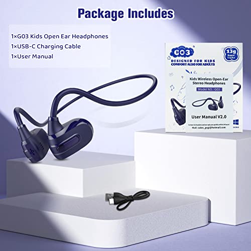 BANIGIPA Kids Headphones, Open Ear Headphones for Teens Child Boys Girls | Wireless Bluetooth 5.4 Headset w/ Built-in Mic for School/Tablet/Travel, 13g Ultra-Light, 85dB Protect Hearing, 10H Playtime - color: G03-Purple