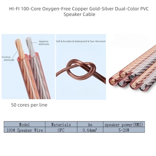 2 Pack Pin Type Plug to 2mm Pin Type Plug Speaker Cable,Speaker Wire HiFi OFC Speaker Cables