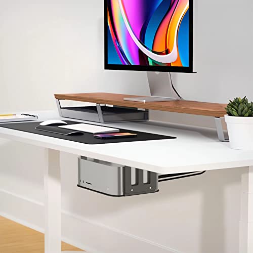 IFCASE Aluminum Under Desk Mount for Mac Studio M4 M3 M2 M1 Max, Ultra with Anti-Scratch Pad (Black) - color: Black