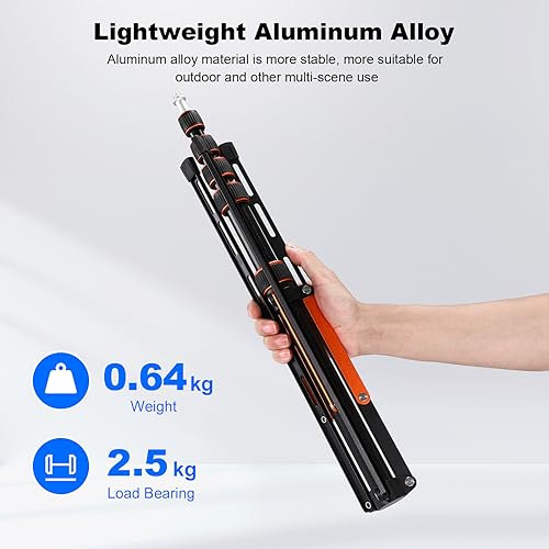 Soopho Portable Photography Light Stand Adjustable 7ft Aluminum Light Tripod Stand with 180° Reversible Leg Reversible Portable Studio Lighting Tripod ,Maximum Height 86.5“/220cm for Flsah Softboxes - color: Gold