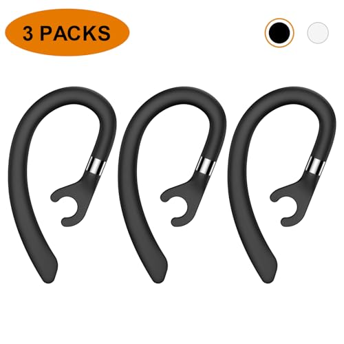 New bee Ear Hooks Replacement Ear Hook Clips- Snap-in Headset Spare Clamp Hook (Black, 3 Pack+Silicon) - color: Black, size: 3 Pack+Silicon