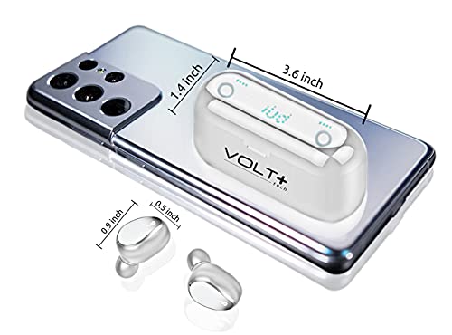 Wireless V5.3 Bluetooth Earbuds Compatible with Samsung Galaxy A32 5G and 2,000Mah PowerBank LED Display, Mic 8D Bass IPX7 Waterproof/Sweatproof - color: WHITE + POWERBANK