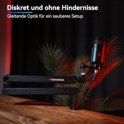 THRONMAX S7 TUNE Low Profile Mic Arm, 360ยฐ Rotatable Microphone Boom Arm Mic Stand, Cable Management, Easy Clamp for Streaming, Podcasting, Gaming,Universal fit for Blue Yeti HyperX QuadCast Finfine