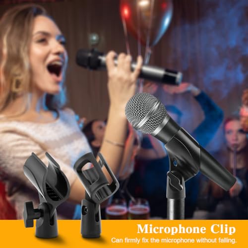 3 pcs Universal Microphone Clip Holder, Adjustable Mic Holder for Stand with 2 pcs 5/8" Male to 3/8" Female Screw Adapter for Wired Wireless Microphone Stand(black)