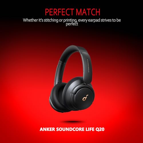Soundcore Replacement Ear Pads – Fits Soundcore Life Q20 Replacement Ear Pads, Soft Memory Foam Soundcore Q20 Replacement Ear Pads for Anker Q20/Q20i/Q20BT Headphones – Black