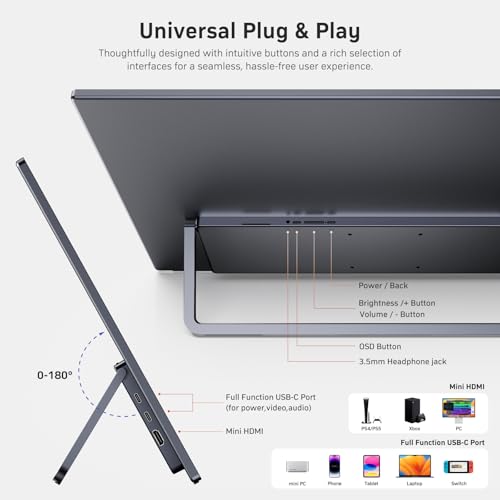 MNN 23.8" 100Hz FHD IPS USB-C HDMI Portable Gaming Monitor | 23.8" FHD IPS 100Hz, metal kickstand+speakers, USB-C/HDMI, PC/Phone/PS5/Xbox/Switch, home office & gaming. - size: 23.8" 1080P
