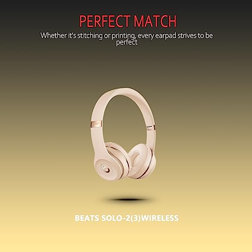 Krone Kalpasmos Earpad Replacement for Beats Solo 2 & 3 Wireless/Wired Headphone, Ear Cushion Premium Protein Leather Memory Foam with Kits, Superb Comfortable Easy to Install – Satin Gold - color: Satin Gold