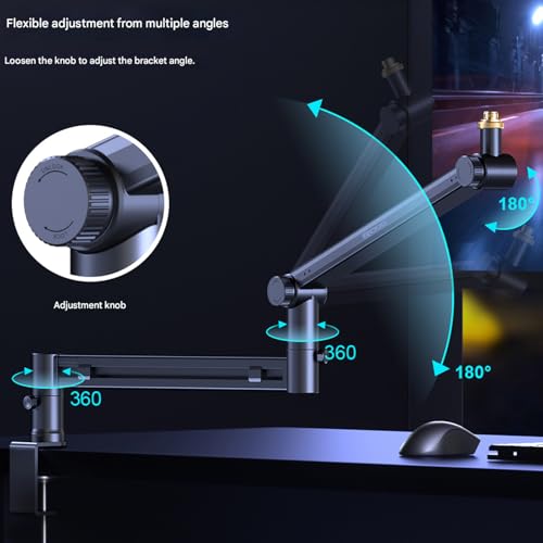 Stable Rotating Boom Arm Holder with Hidden Cable Routing for Home Studio Broadcasting Stable Rotating Boom Arm Holder with Hidden Cable Routing for Home Studio Broadcasting - color: Regular 1style