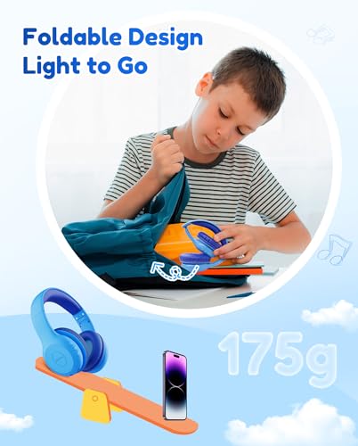 EarFun K2 Kids Bluetooth Headphones for School, Kids Headphones with Mic | Volume Limited, 40H Playtime, Built-in Mic, Stereo Sound, Foldable Over-Ear Headphone for Kids/Toddler/Travel, Royal Blue - color: Royal Blue