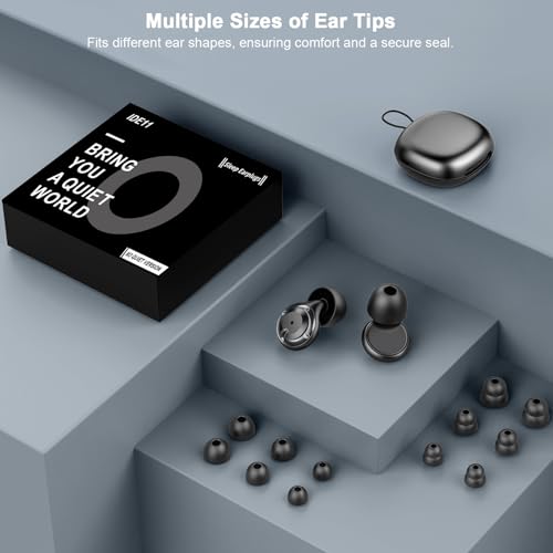 Adjustable Ear Plugs-3, Ear Plugs for Sleeping Noise Cancelling 17-35dB SNR, for Snoring, Side Sleepers, Office & Travel with 7 Single/Double Silicone Reusable earplugs and Magnetic Carry Case